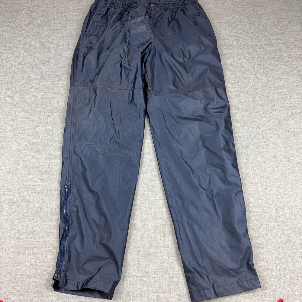 Vintage Asics Rain Pants Mens XL Navy Blue Gore-Tex Waterproof Elastic Waist
